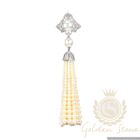 Freshwater Pearl Diamond Tassel Necklace and Earrings in 18K White Gold