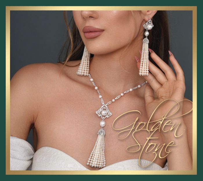 Freshwater Pearl Diamond Tassel Necklace and Earrings in 18K White Gold