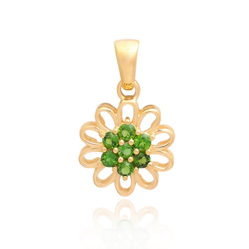 Chrome Diopside Round Pendant with Prong Setting