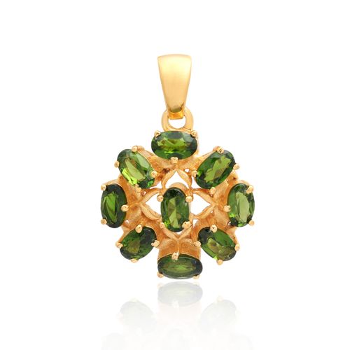 Chrome Diopside Oval Pendant with Prong Setting
