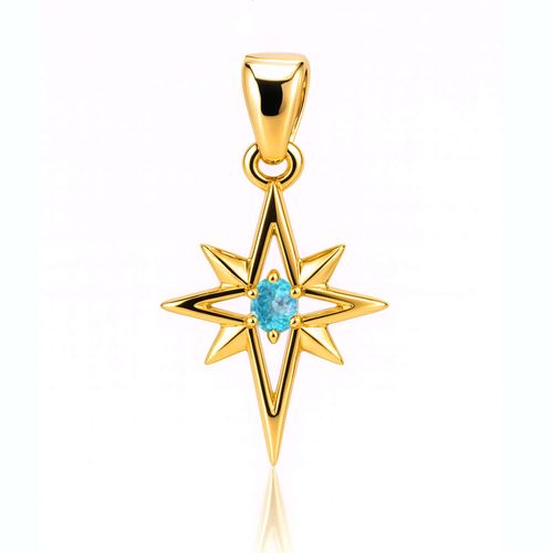 Sky Apatite Round Pendant with Prong Setting