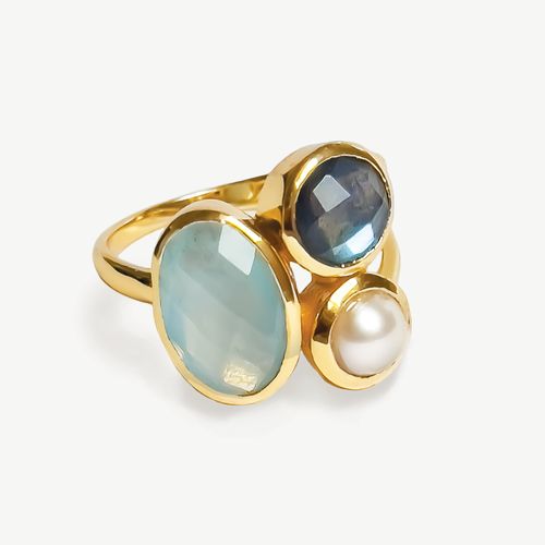 Cayman Islands Gemstone & Pearl Ring