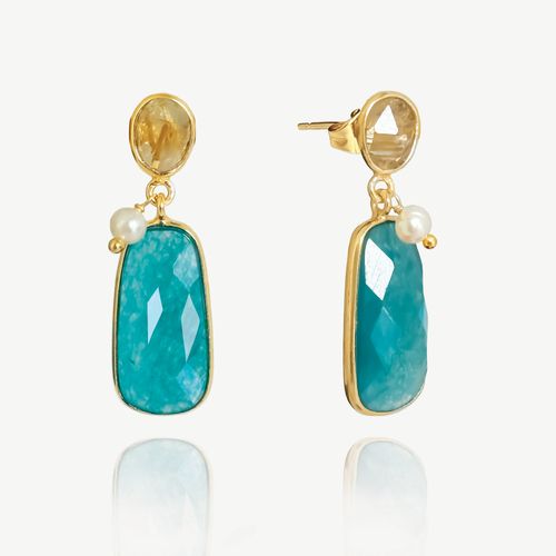 Grecian Seas Gemstone & Pearl Earrings