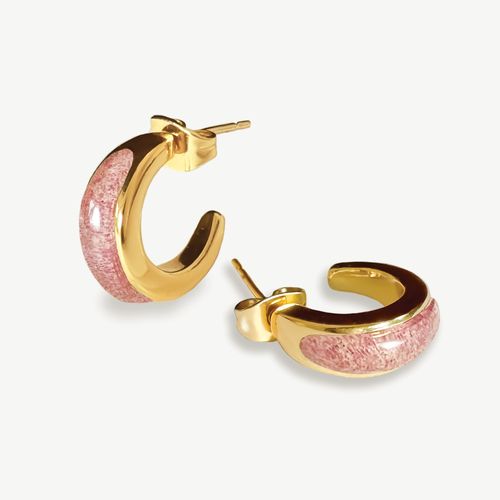 Lychee Strawberry Quartz Bubble Earrings