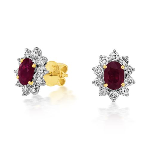 Ruby & Diamond cluster earrings