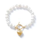 Cultured freshwater pearl necklace & bracelet with gold vermeil heart