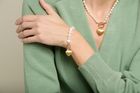 Cultured freshwater pearl necklace & bracelet with gold vermeil heart
