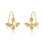 Gold vermeil bumble bee earrings with cultured freshwater pearls