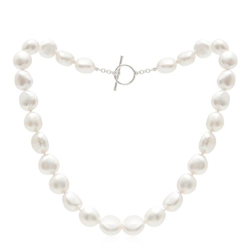 Large irregular cultured freshwater pearl necklace with sterling silver clasp