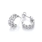 Silver & Cubic Zirconia Bubbled Half Hoop Earrings