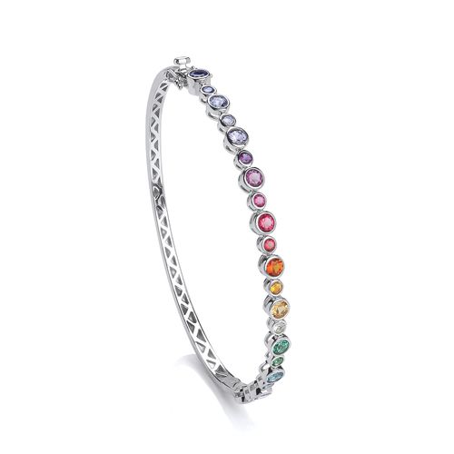 Silver & Cubic Zirconia Colourplay Bangle