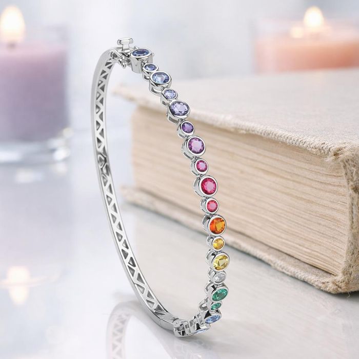 Silver & Cubic Zirconia Colourplay Bangle