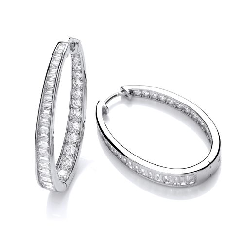 Silver & Cubic Zirconia Opulent Hoop Earrings