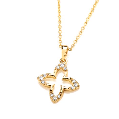 Gold Vermeil & Cubic Zirconia Quatrefoil Clover Necklace