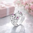 Silver & Pink Hearts Cubic Zirconia Bubble Ring