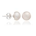 10mm white button pearl studs on stg posts