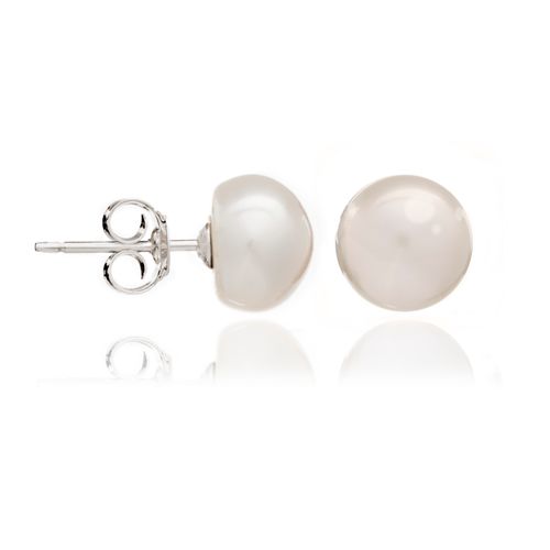 10mm white button pearl studs on stg posts
