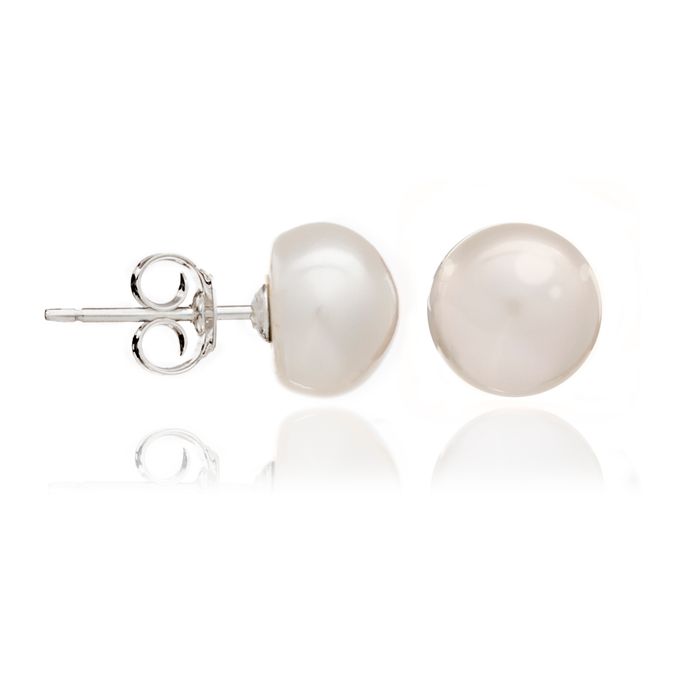 10mm white button pearl studs on stg posts