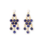 Pearl drop chandelier earrings with semi-precious- sapphire