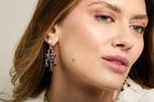 Pearl drop chandelier earrings with semi-precious- sapphire