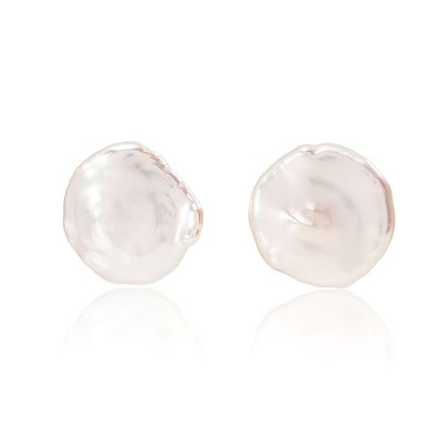 Large keishi pearl stud earrings on silver posts