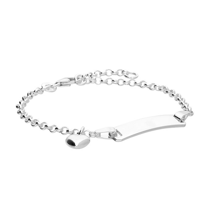 Sterling Silver Id Heart Charm Bracelet