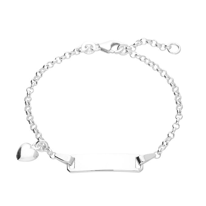 Sterling Silver Id Heart Charm Bracelet
