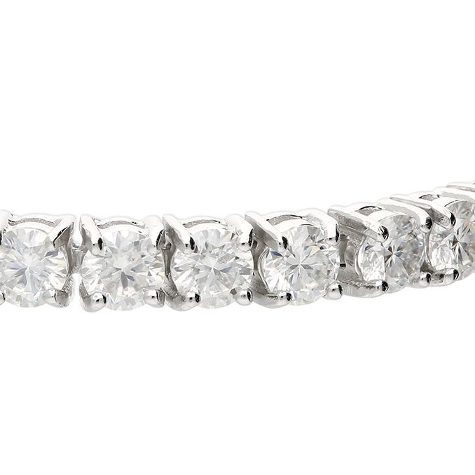 Sterling Silver Rhodium Moissanite Half Tennis Slider Bracelet