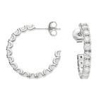 Sterling Silver Rhodium Moissanite Half Hoop Earrings