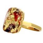Sterling Silver Gold Plated Amber Cushion Ring