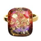 Sterling Silver Gold Plated Amber Cushion Ring