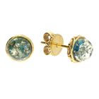 Sterling Silver Gold Plated Blue Amber Stud Earrings