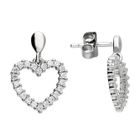 Sterling Silver Rhodium Heart Moissanite Stud Earrings