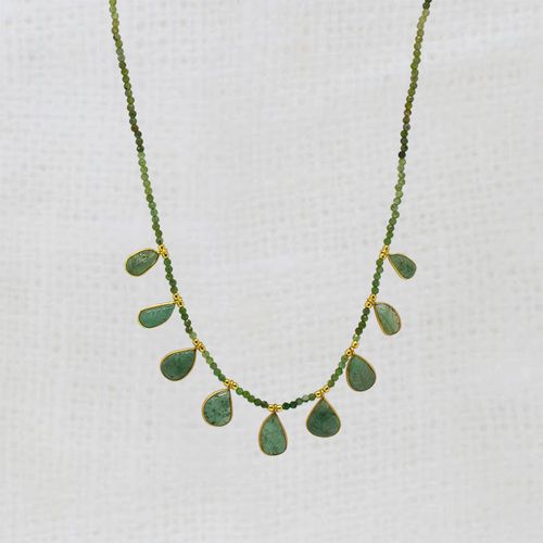 Carved Gemstone Charm Necklace in Gold Vermeil