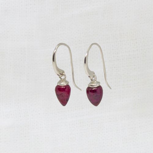 Gemstone and Silver Droplet Earrings