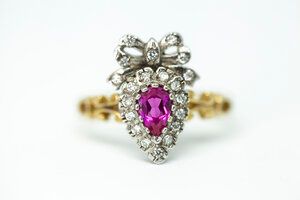 Georgian style ribbon-bow & heart Ruby & Diamond Ring