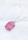 Minimalist Raw Gemstone Birthstone Necklace - Sterling Silver on Satellite Chain