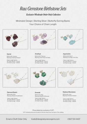 Raw Gemstone Birthstone Sets - Sterling Silver