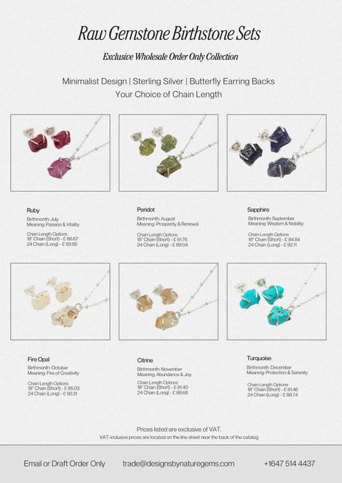 Raw Gemstone Birthstone Sets - Sterling Silver