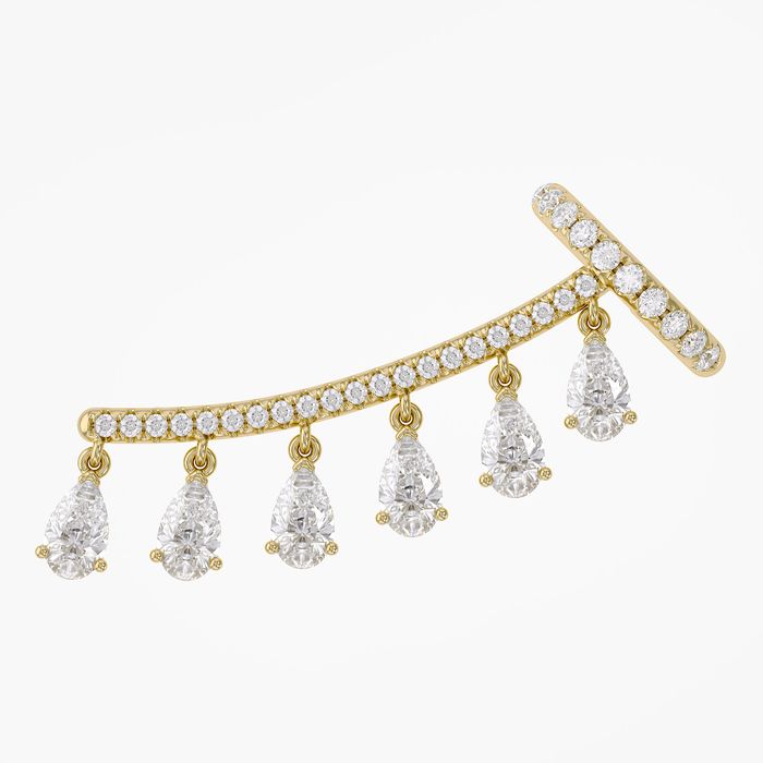 Aurora Cascade Round Brilliant & Pear Cut Lab Grown Diamond Ear Cuffs