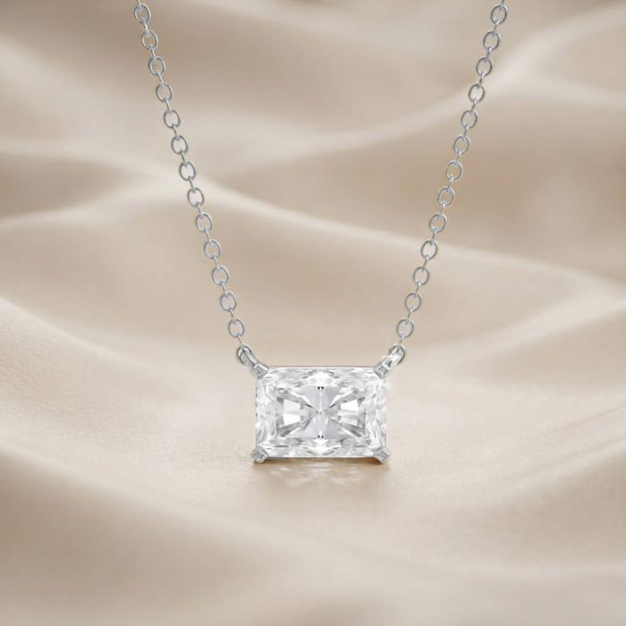 Radiant Solitaire Diamond Pendant Necklace