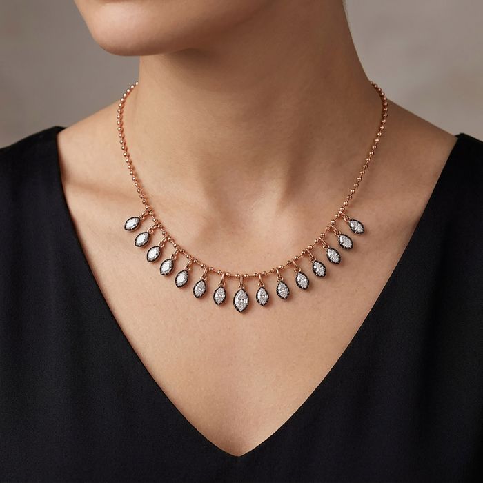 Celestial Marquise Diamond Fringe Necklace