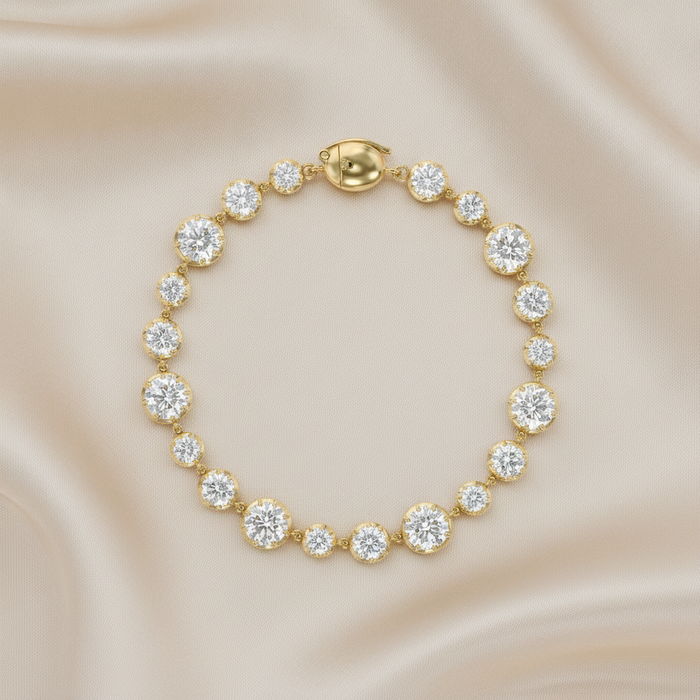 Bezel-Set Round Lab-Grown Diamond Tennis Bracelet