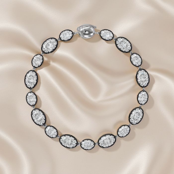  Black Rhodium Oval Diamond Tennis Bracelet.t