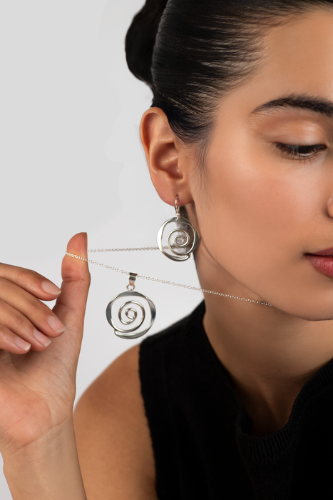 Sculptured Spirals Dangly Earrings