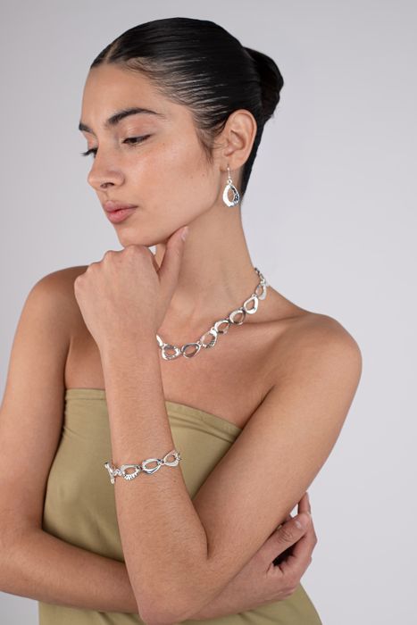 Smooth And Textured Triangle Necklace