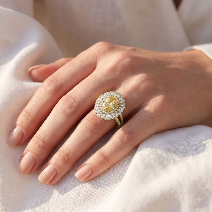 Elegant Yellow Halo Statement Ring