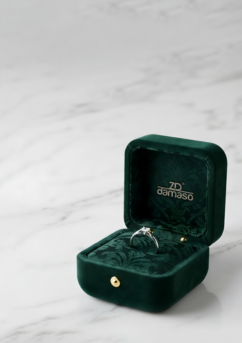 Bespoke Emerald Velvet Ring Box - ZD Damaso Packaging