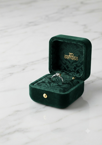 Bespoke Emerald Velvet Ring Box - ZD Damaso Packaging