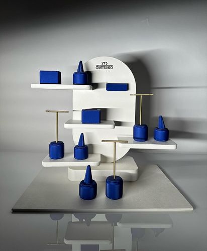 Royal Blue & Python White Tiered Architectural Jewelry Display Stand Set - ZD Damaso